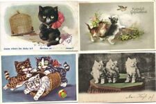CATS, CHATS, DRAWN ARTIST SIGNED 63 Vintage Postcard (L6093) picture