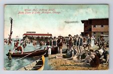 Chicago IL-Illinois, Lake Michigan, Bathing Beach Vintage c1909 Postcard picture