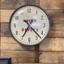 Vintage “Think Safety “ Metal Wall Clock picture