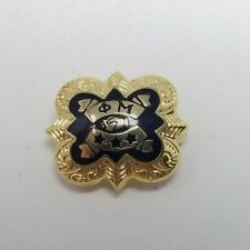 Vintage Phi Mu Fraternity Black Enamel and Gold Tone Small Brooch Lapel Pin picture