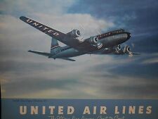 RARE Extra Large 1948 UNITED AIRLINES CALENDAR Great Graphics picture