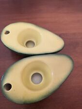 Vtg 1970s Cute Set Vegetable Green Avocado Small Seed Planter Ceramic Container picture