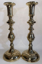 Pair 12.5in Tall  Vintage Brass Candle Stick Holders 1.25in Candle sz BEAUTIFUL picture