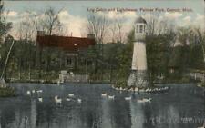 Detroit,MI Log Cabin and Lighthouse,Palmer Park Wayne County Michigan SV Vintage picture