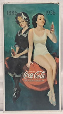 Vintage Coco Cola Metal Hanging Sign 50th Anniversary 1886 1936 Bathing Beauties picture