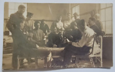 Soldiers Free Time Playing Cards Fort Banks Winthrop MA RPPC Photo Postcard 1908 picture