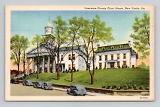 Postcard Lawrence County Court House New Castle Pennsylvania, Vintage Linen O2 picture