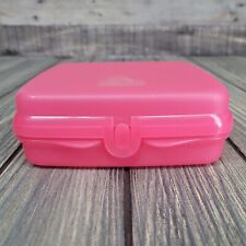 Tupperware Hinged Sandwich Keeper Pink Lunch Box Container Clamshell 5x5