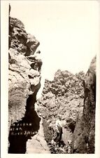 RPPC Man Hiking Up Rocky Cliff 1924-49 Era Real Photo Postcard L2 picture