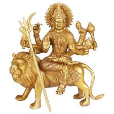 Goddess Vaishno Devi Statue Maa Durga Brass Idol Religious Sculpture 9.5 Inch picture