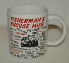 Vintage Fishermen's Excuse Mug Funny List Great Old FISHING Coffee Mug Rare picture