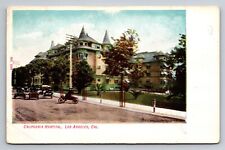 California Hospital Los Angeles California Vintage Unposted Postcard Early Cars picture