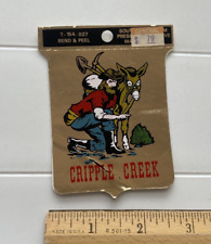 NOS Cripple Creek Colorado Miner Prospector Donkey Gold Sticker Decal Emblem picture
