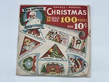 VTG 1946 CHRISTMAS Seal Tags Happee-Merree in PACKAGE Kris Kringle 100 RARE NOS picture