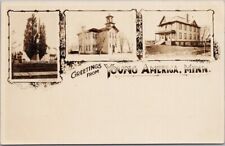 c1900s YOUNG AMERICA, Minnesota Photo RPPC Postcard / School & Hospital / UNUSED picture