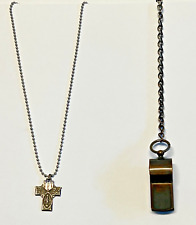 Original WWI US Soldiers Personal Item Lot; Qty 2; Whistle & Cross + Chains picture