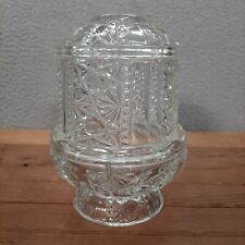 Vintage Indiana Glass Fairy Lamp Clear Stars & Bars 6.5