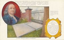 PHILADELPHIA PA - Benjamin Franklin Portrait and Grave Postcard - udb (pre 1908) picture