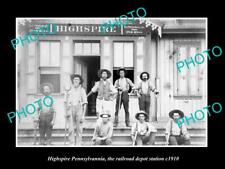 OLD LARGE HISTORIC PHOTO OF HIGHSPIRE PENNSYLVANIA THE RAILROAD STATION c1910 picture