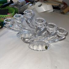 Vintage Crystal Candle Stick Holder Pair Three Arm Made in Germany Heavy Crystal picture
