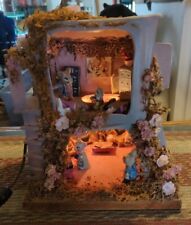 Beautiful Ooak Vintage Lighted Music Box Cat Mouse Ceramic Cats Mice Dollhouse  picture