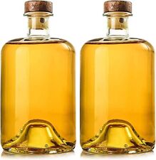 2 Pack 25 oz Heavy Base Clear Glass Liquor Bottles with Wood Caps Clear Wine Bot picture