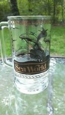 Vtg Sea World Amusement Theme Park Glass Beer Stein Mug 1980 Dolphin  picture