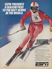 1986 ESPN Skiing Season Pass Lake Placid Rossignol Skier Vintage Print Ad SI12 picture