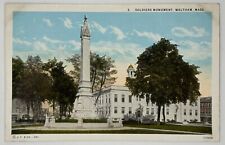 1915-1930 Soldiers Monument Postcard Waltham Massachusetts  picture