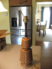 Vintage Mid Century Modern MCM Ceramic and Wood Table Lamp with 3-way Switch picture