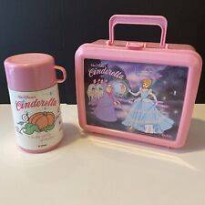 Vintage Walt Disney’s  Cinderella Aladdin Lunch Box and Thermos VG picture