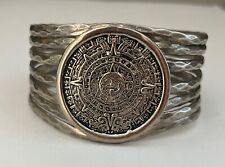 Vintage Mexico sterling silver 925 Mayan calendar cuff bracelet AZTEC 6.75