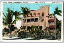 Miami Florida Postcard High View Apartment Hotel Flagler c1934 Vintage Antique picture