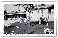 Onalaska Wisconsin WI Postcard Gift Shop Fred Lilah Stauffer Props c1940 Vintage picture