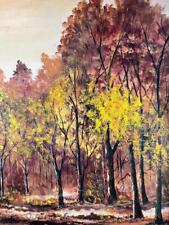 Vintage Original Forest Fall Trees Oil Painting American Art Landscape by Sophie picture