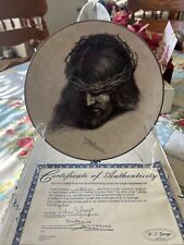 Portrait of Christ by W. J. George  Fine ChinaPlate Platinum Ring 1991 Box & COA picture
