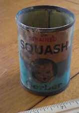 1960's vintage Gerber Strained Squash tin can ORIGINAL CLASSIC picture