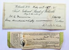 2 Antique Receipts 1897 Wellsville NY & 1915 Prudential Insurance NJ Ephemera picture