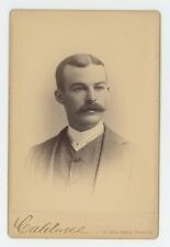 Antique Circa 1880s Cabinet Card Handsome Dapper Man With Mustache Brockton, MA picture