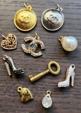 Lot of 10pcs Chanel Vintage Buttons and Zipper Pulls w/ VTG Real Brass Metal Key picture