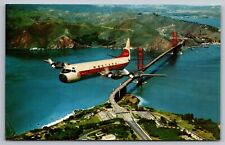 Western Airlines Flies Over Golden Gate Bridge San Francisco CA VTG Postcard picture