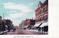 ROCKFORD IL - East State Street Postcard - 1908 picture