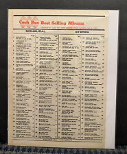 1962 January 6th Cash Box Best Selling Albums Print Ad (A1) picture