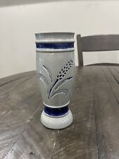 Vintage Beyer Cobalt Blue Salt Glass Glaze Pottery 8” German Stein Bud Flower picture