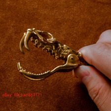 Pure Copper Antique Snake Skull, Rattlesnake Tail Keychain, Retro Pendant picture