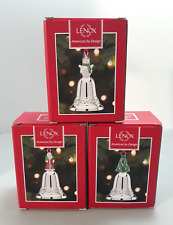 Lenox Silverplated Ornament Bell Christmas 3” Snowman Santa Tree Lot of 3 picture