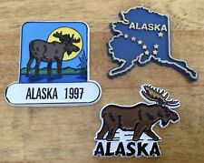 Three  VTG Embossed Rubber Alaska Themed Refrigerator Magnets picture