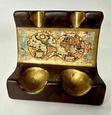 Vintage Comoy's of London Double Pipe Rest Holder- Made in Italy- Old World Map picture
