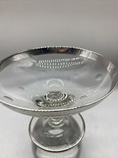 Vtg Mid-Century Modern Clear Glass /Silver Footed Candy Nut Dish Compote picture
