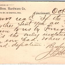 1891 Cincinnati, OH Johnson Bros Hardware Co Memo Letter Postcard Postal A70 picture